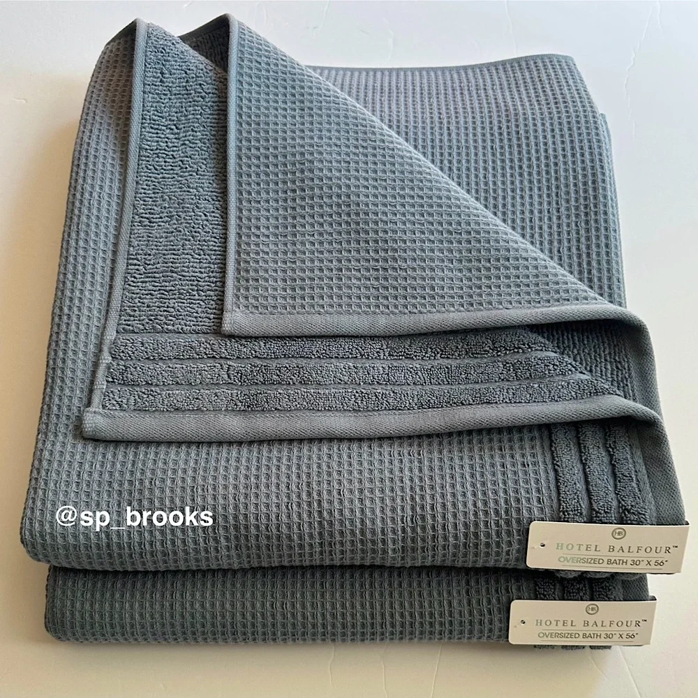 🎁8PC Hotel Balfour Bath Towel Set with 1 BATH, 2H & 5W - Flint Slate Blue/Gray